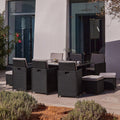 10 Seater Rattan Cube Outdoor Dining Set – Black Weave