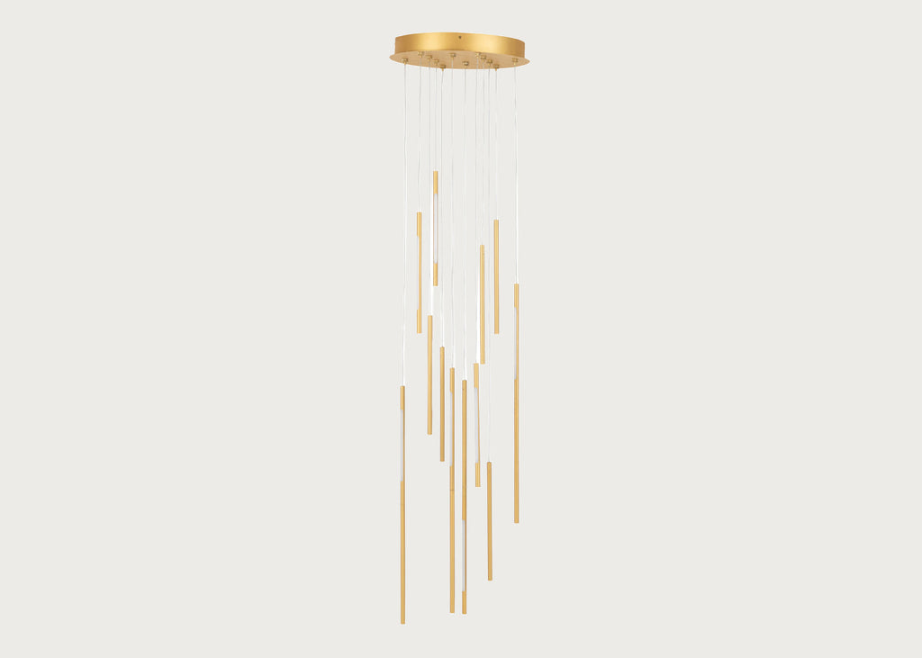 Saber LED Chandelier 12 Light Cluster Pendant Gold