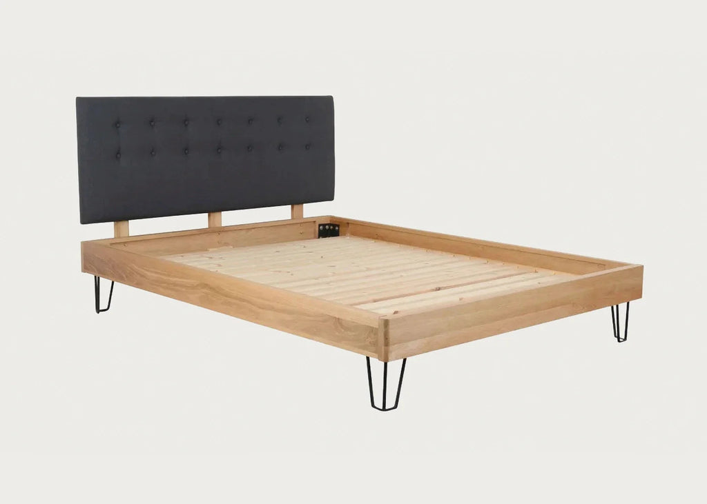 Brunel Bed with Fabric Headboard Smoke Grey