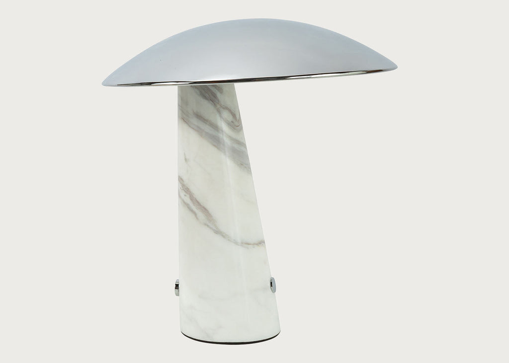 Abri LED Portable Table Lamp Chrome/White Marble