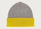 Ribbed Two Colour Lambswool Beanie Hat