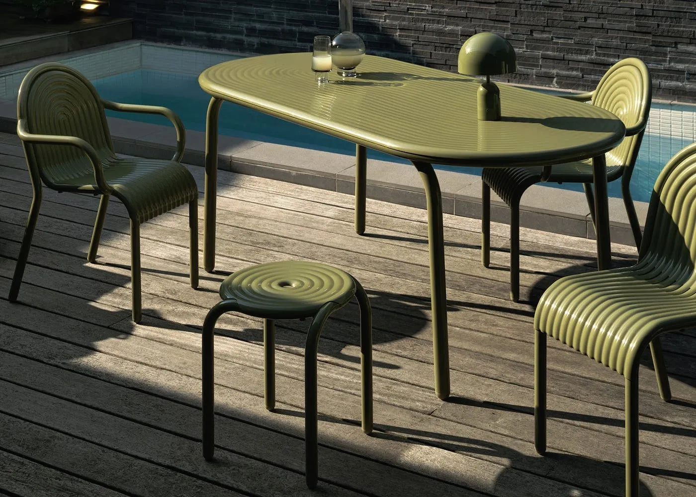 Groove Outdoor 4 Legged Stool