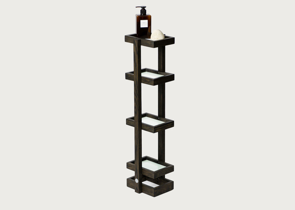 Bathroom Storage Stand Wood and Glass