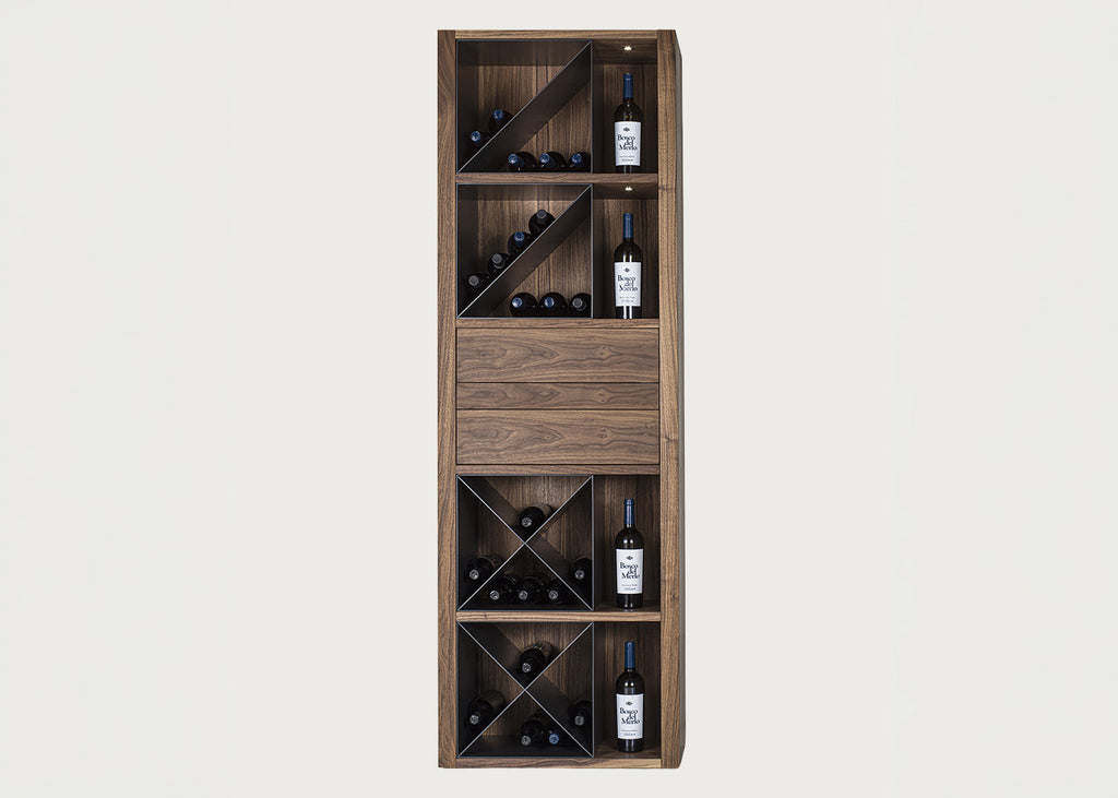 Cru Wine Cabinet Walnut Modules 2 Drawer 1 Shelf