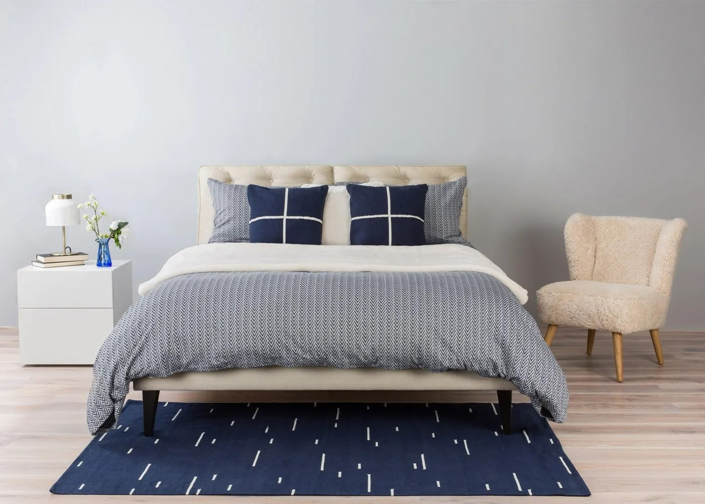 Herringbone Navy Duvet Cover