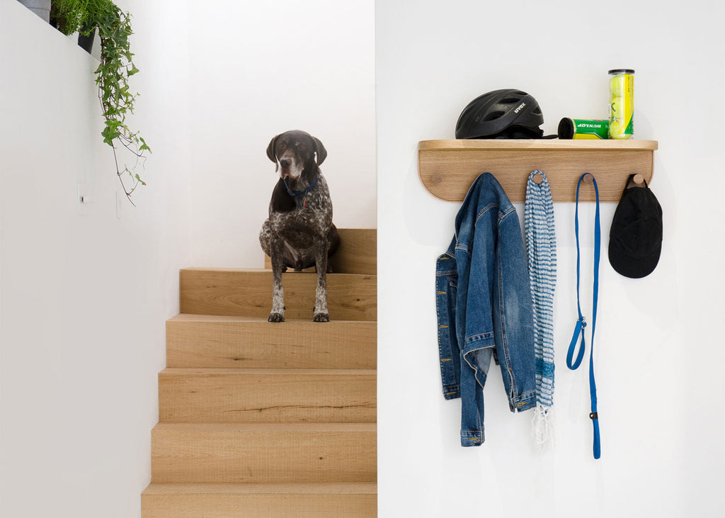 Oak Shelf with Hooks