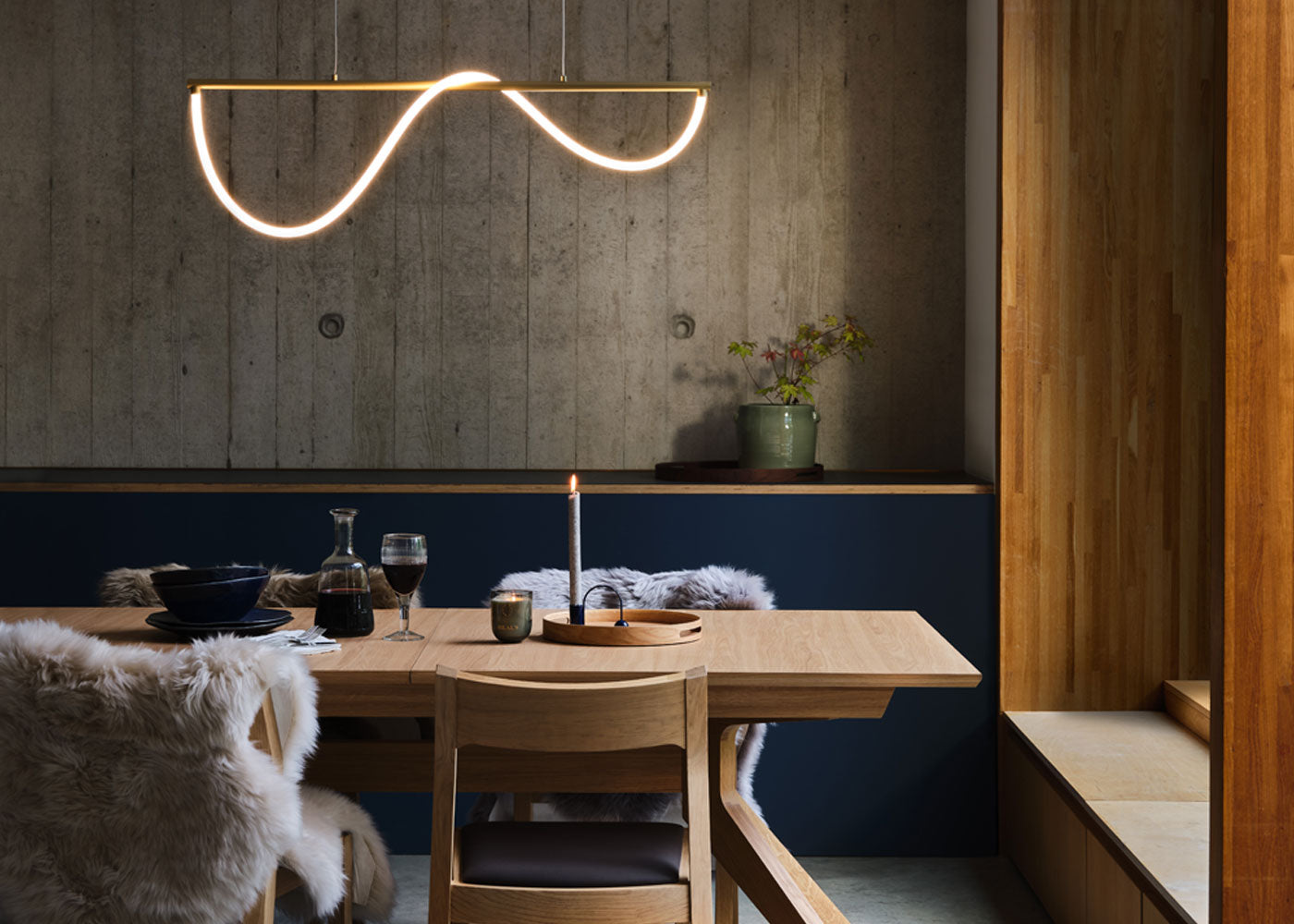 Wave LED Long Pendant Light