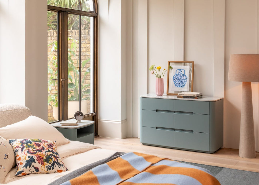 Florian 6 Drawer Wide Chest in Blue