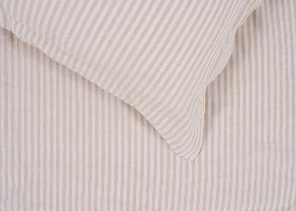 Washed Linen Blend Natural Stripe Duvet Cover