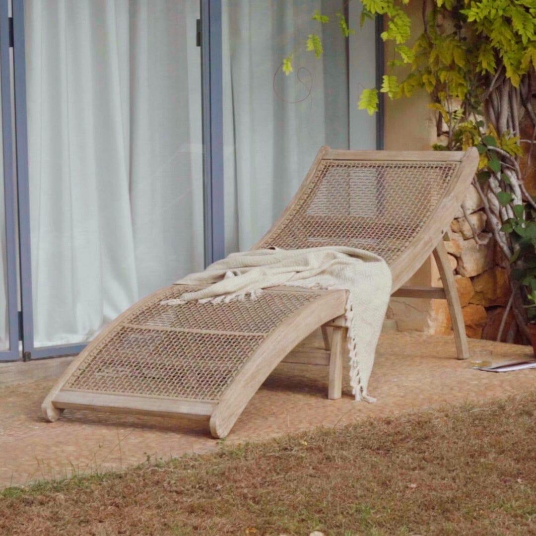 Outlet – Akira Wooden Garden Rope Folding Sun Lounger