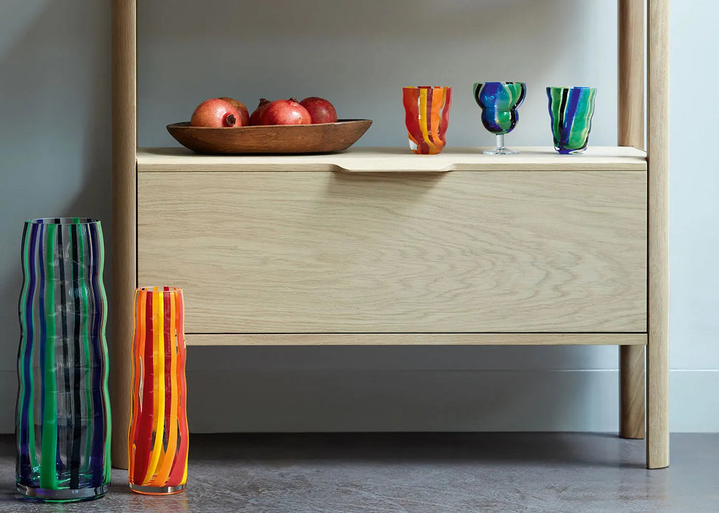 Folk Vase H31.5cm Orange, Red & Yellow