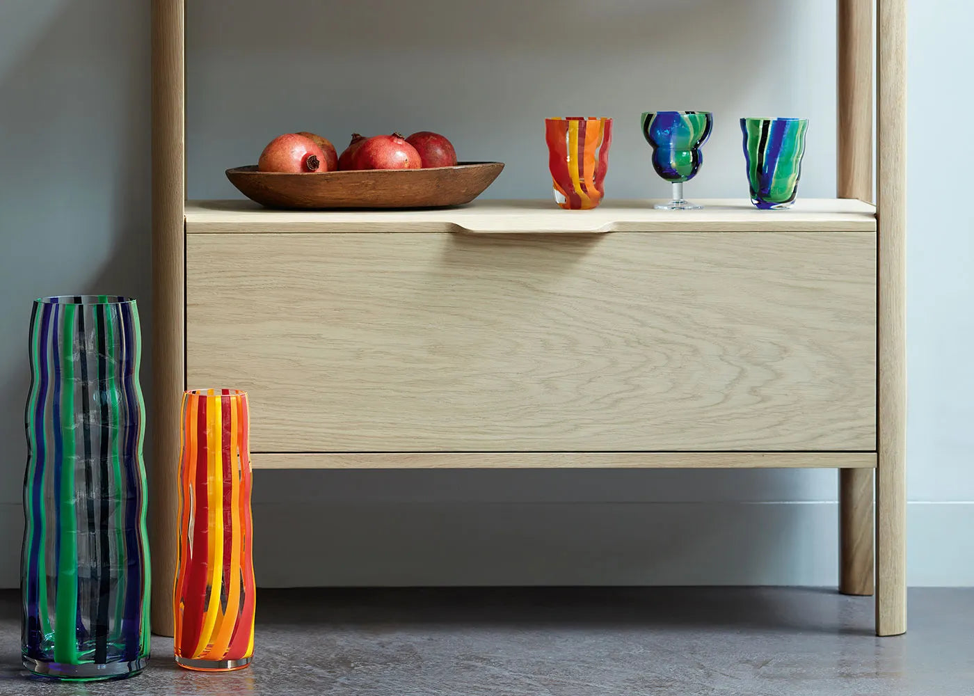 Folk Vase H31.5cm Orange, Red & Yellow