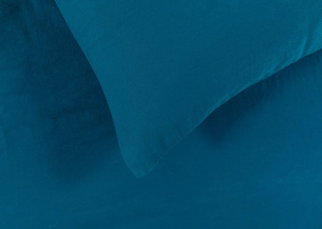 Organic Cotton Sateen Petrol Blue Fitted Sheet