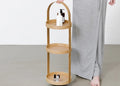 Wood Bathroom Storage Stand Round