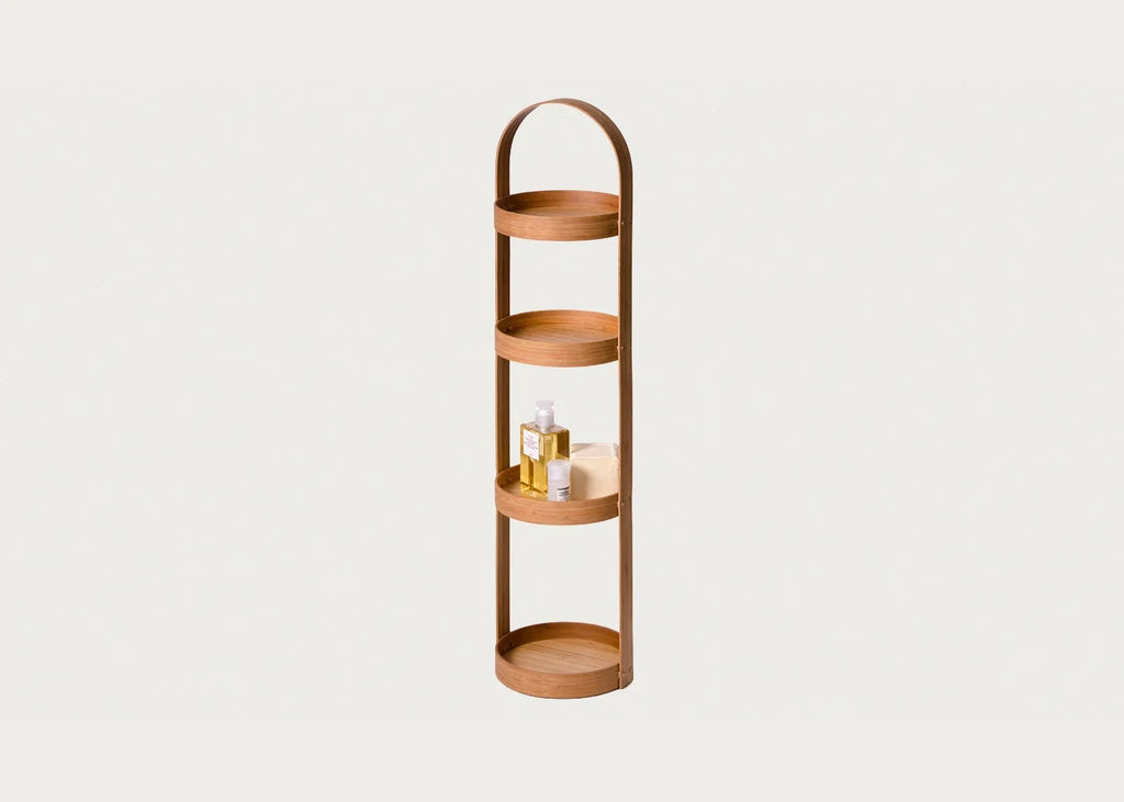 Wood Bathroom Storage Stand Round