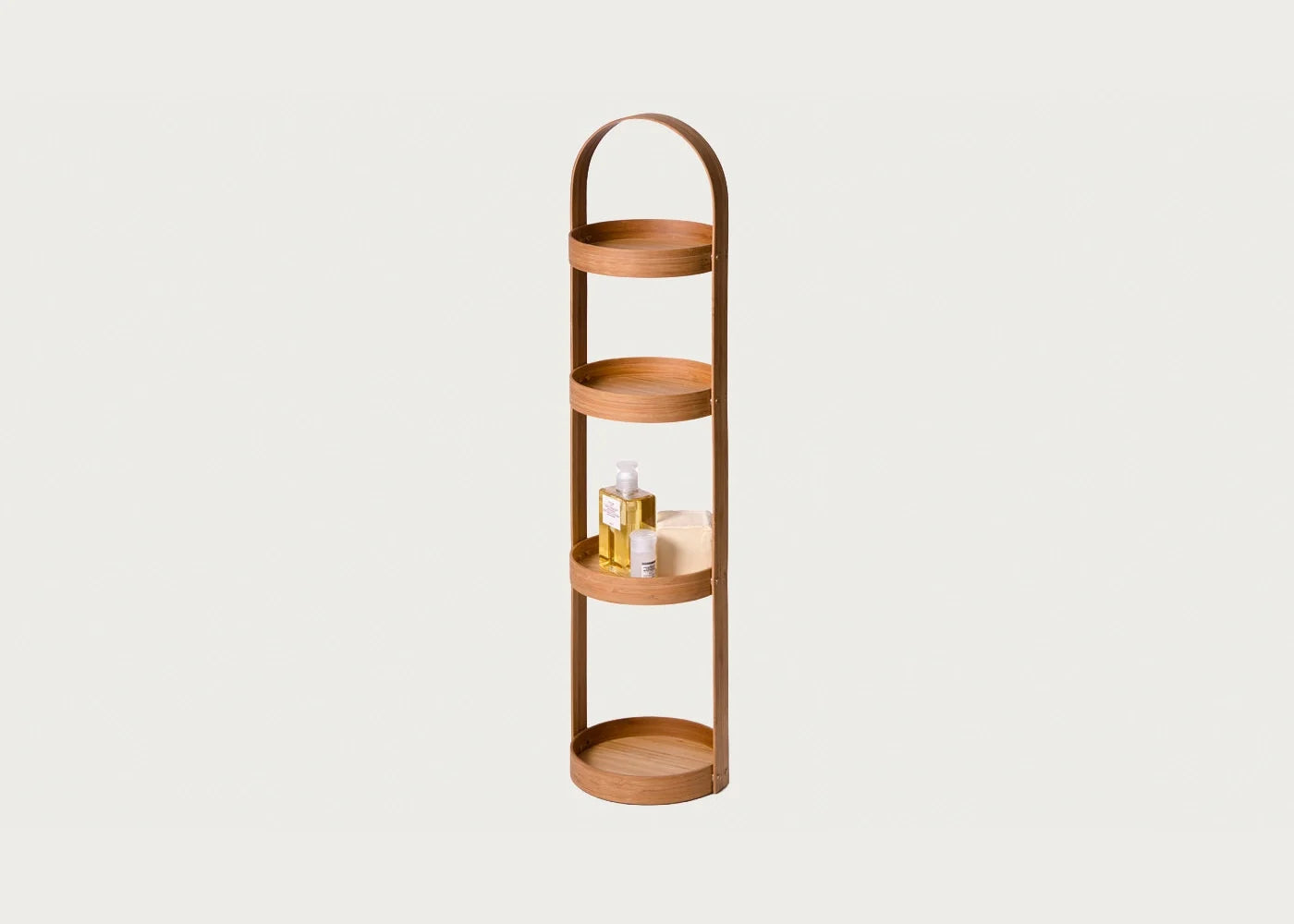 Wood Bathroom Storage Stand Round