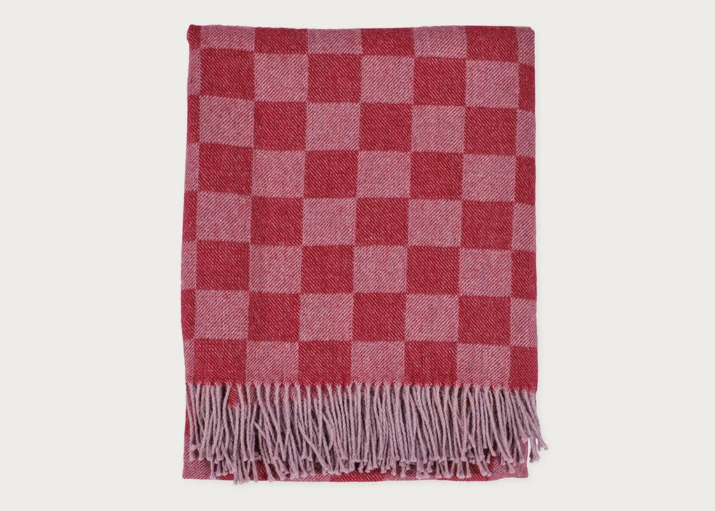 Pure Alpaca Throw Berry Check