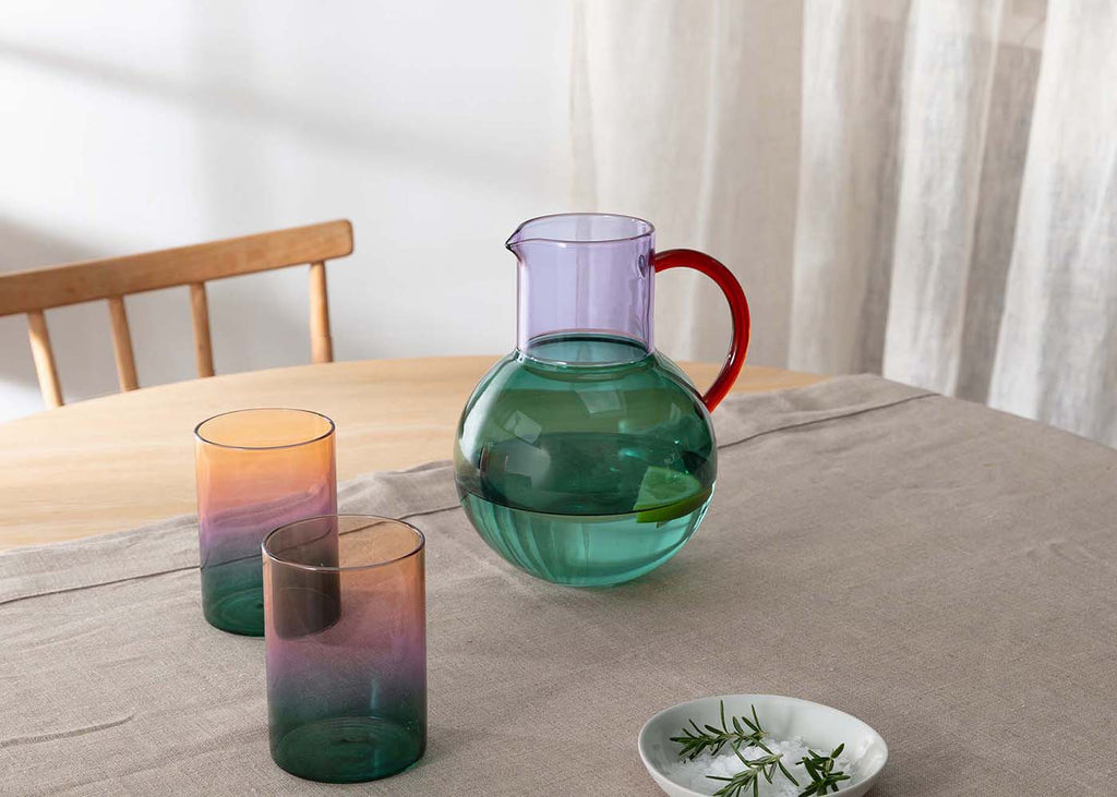 Block Three Tone Glasses Teal & Lilac Set of 2