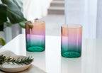 Block Three Tone Glasses Teal & Lilac Set of 2