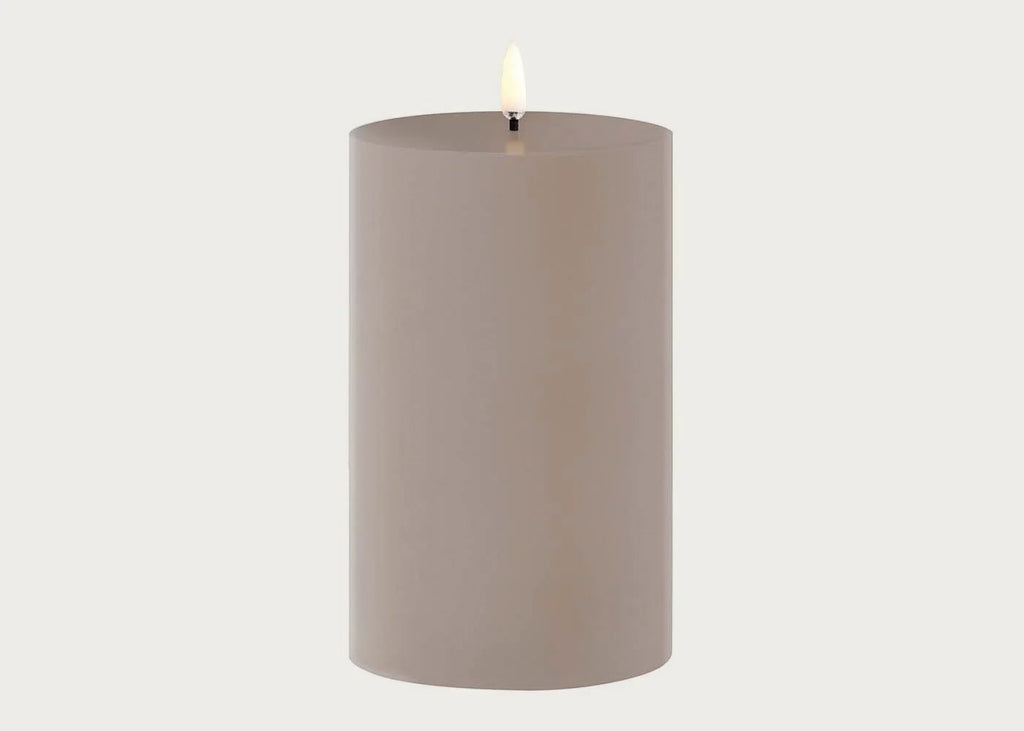 LED Outdoor Pillar Candle Sandstone 8.4 x 15cm