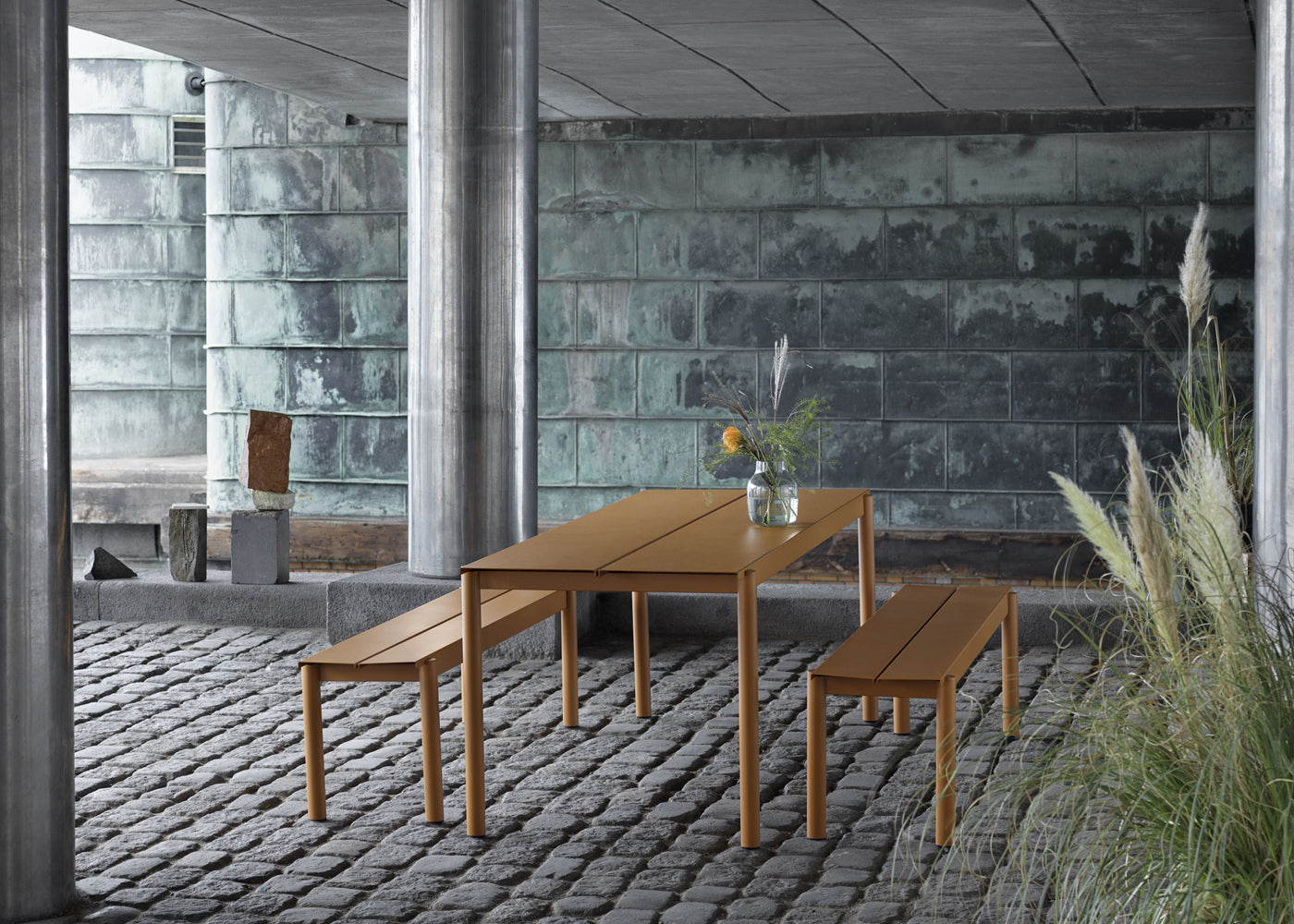 Linear Outdoor Steel Dining Table