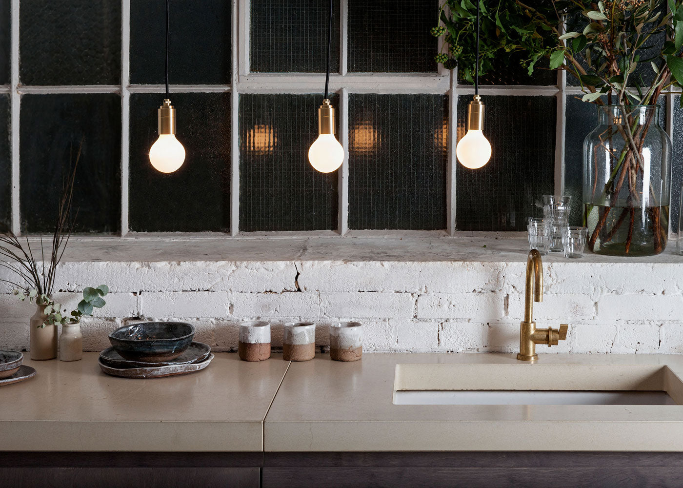 Knuckle Pendant Light Brass