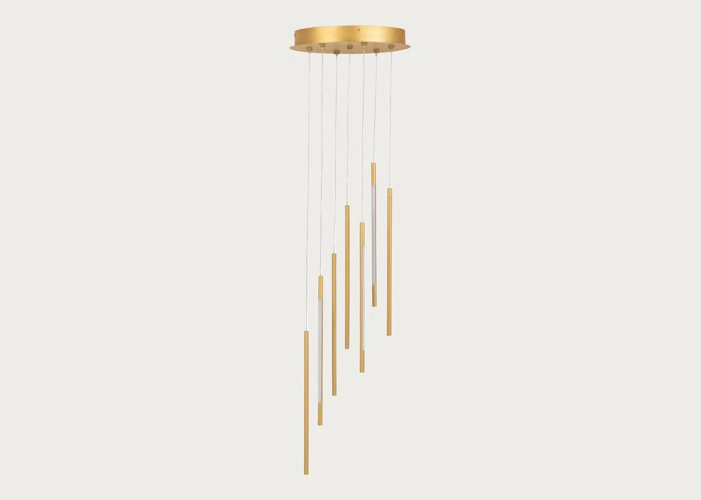 Saber LED Chandelier 7 Light Cluster Pendant Gold