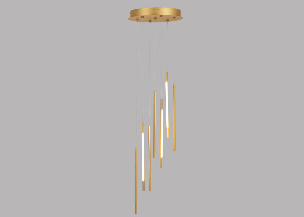 Saber LED Chandelier 7 Light Cluster Pendant Gold