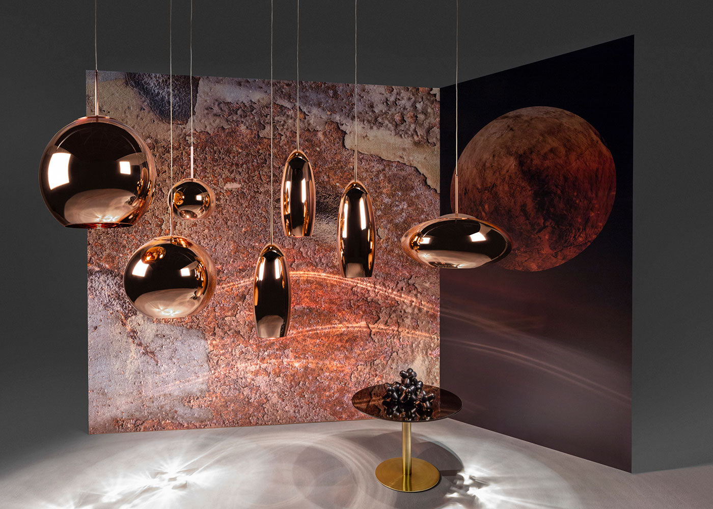 Copper LED Pendant Light Round Small