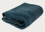Kantha Velvet Bedspread Steel Blue