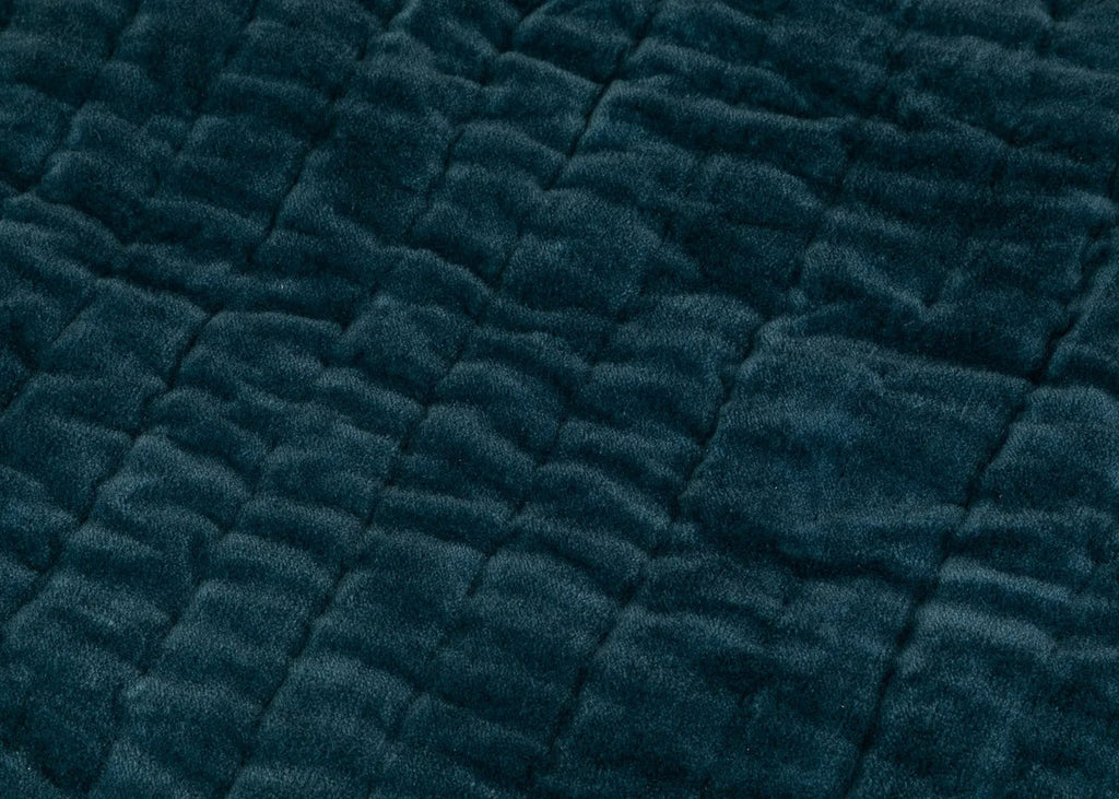 Kantha Velvet Bedspread Steel Blue