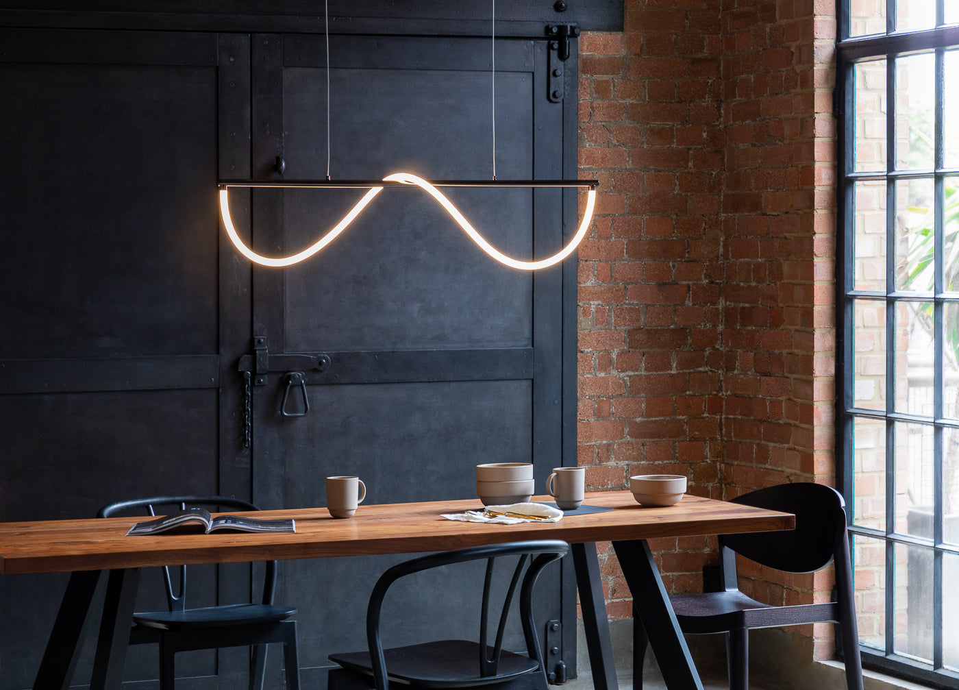 Wave LED Long Pendant Light