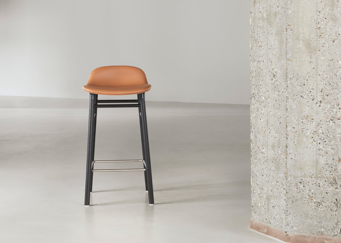 Form Barstool with Leather Seat