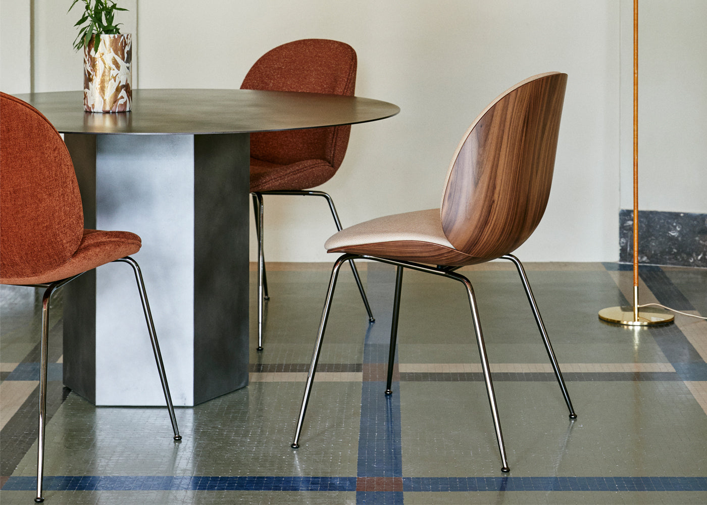 Beetle Dining Chair with Front Upholstery