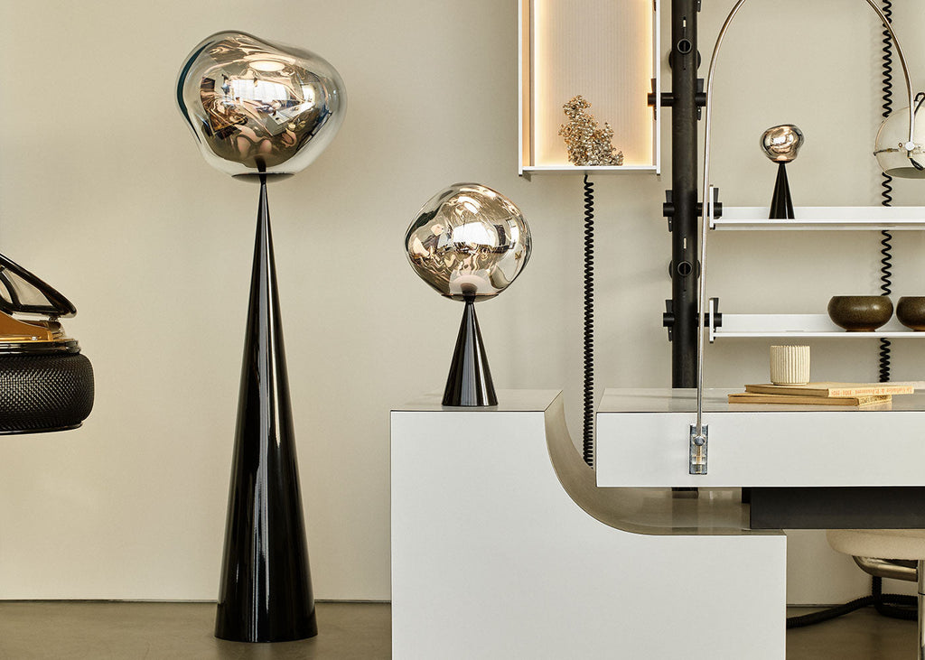 Melt LED Cone Fat Table Lamp Chrome/Black