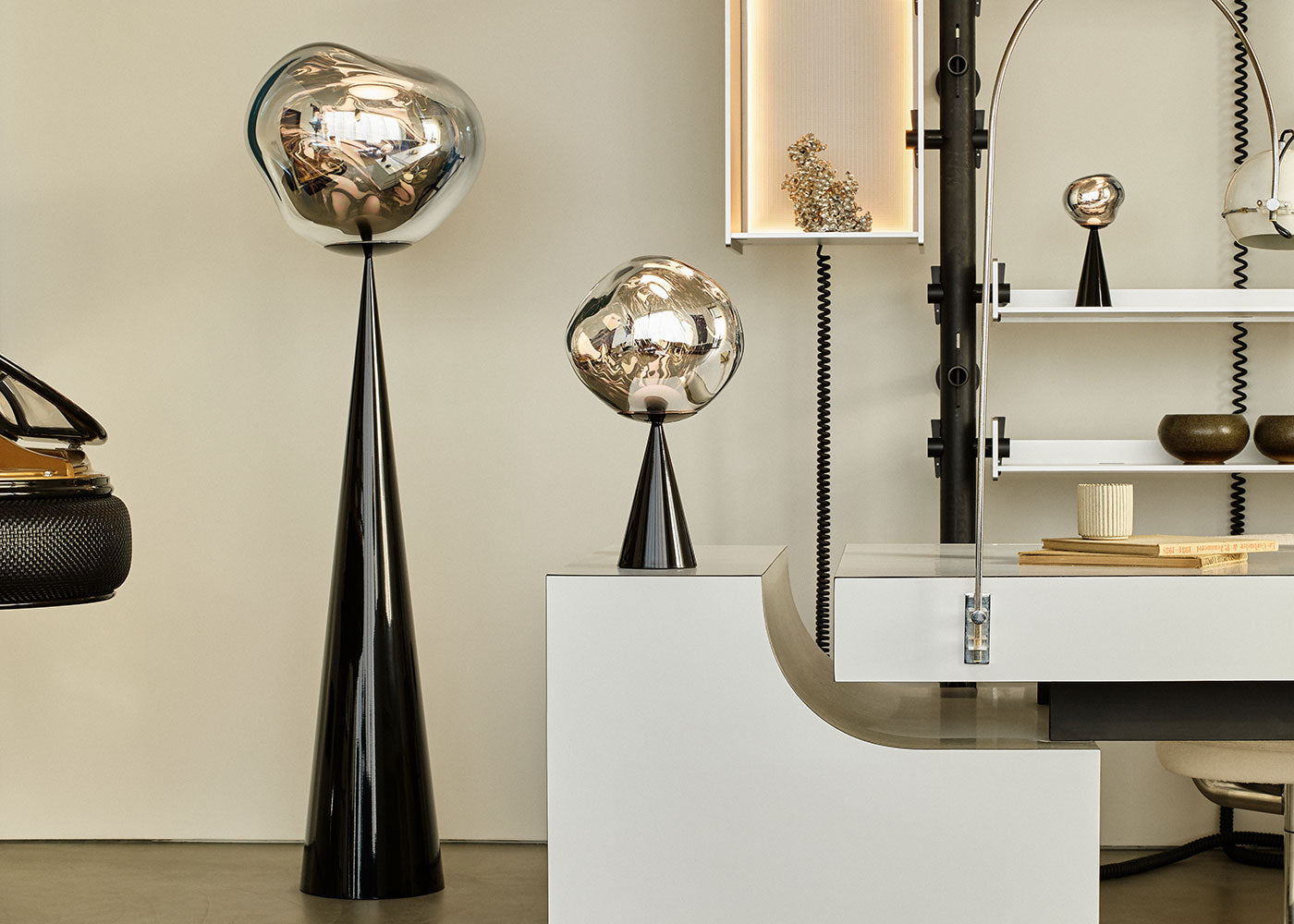 Melt LED Cone Fat Table Lamp Chrome/Black