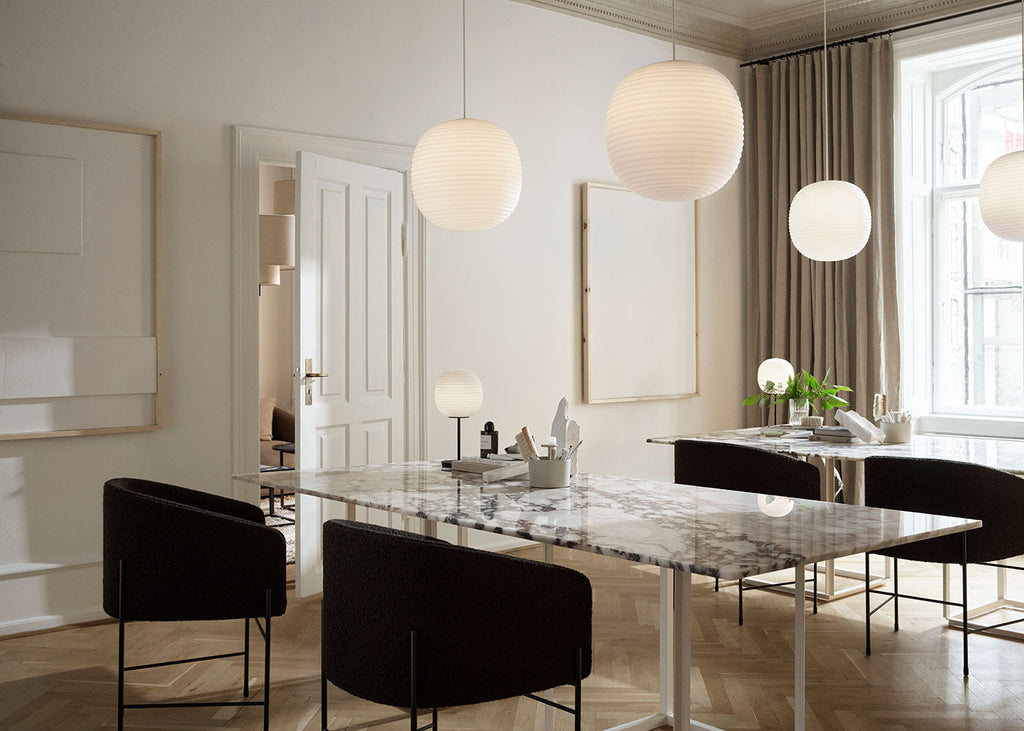 Lantern Pendant Light Frosted White Opal Glass 20cm