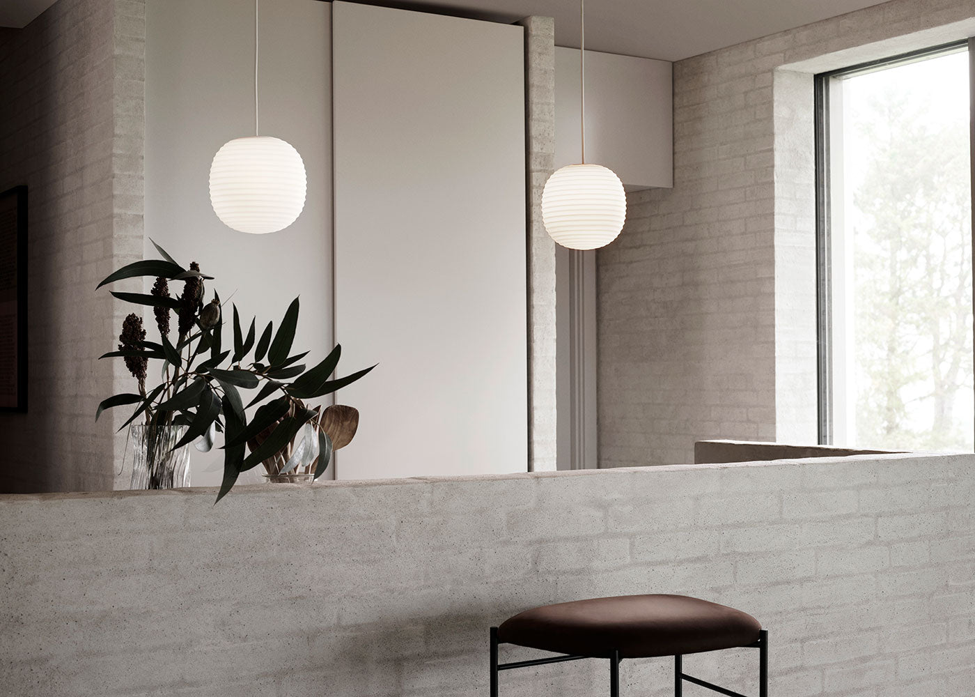 Lantern Pendant Light Frosted White Opal Glass 20cm