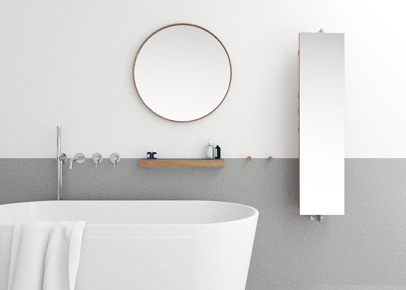 Glance Round Wooden Mirror