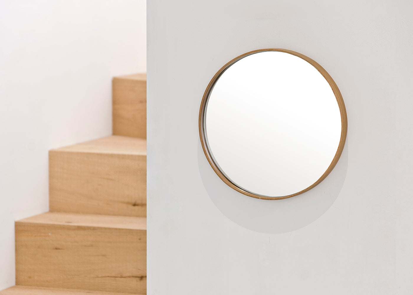Glance Round Wooden Mirror