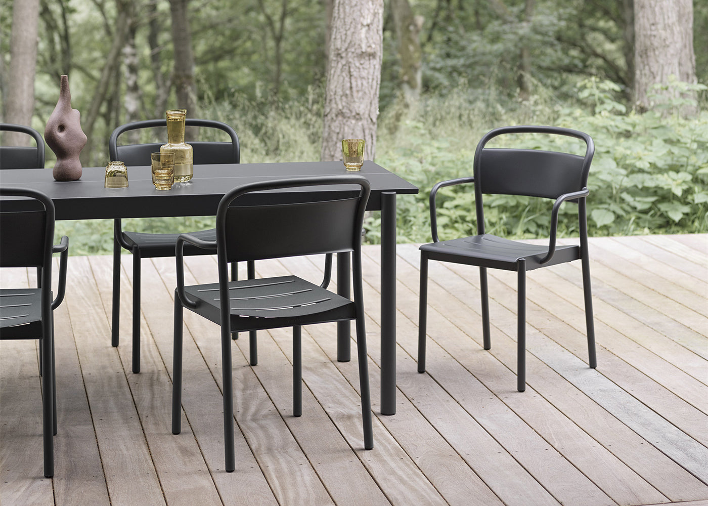 Linear Outdoor Steel Lounge Armchair