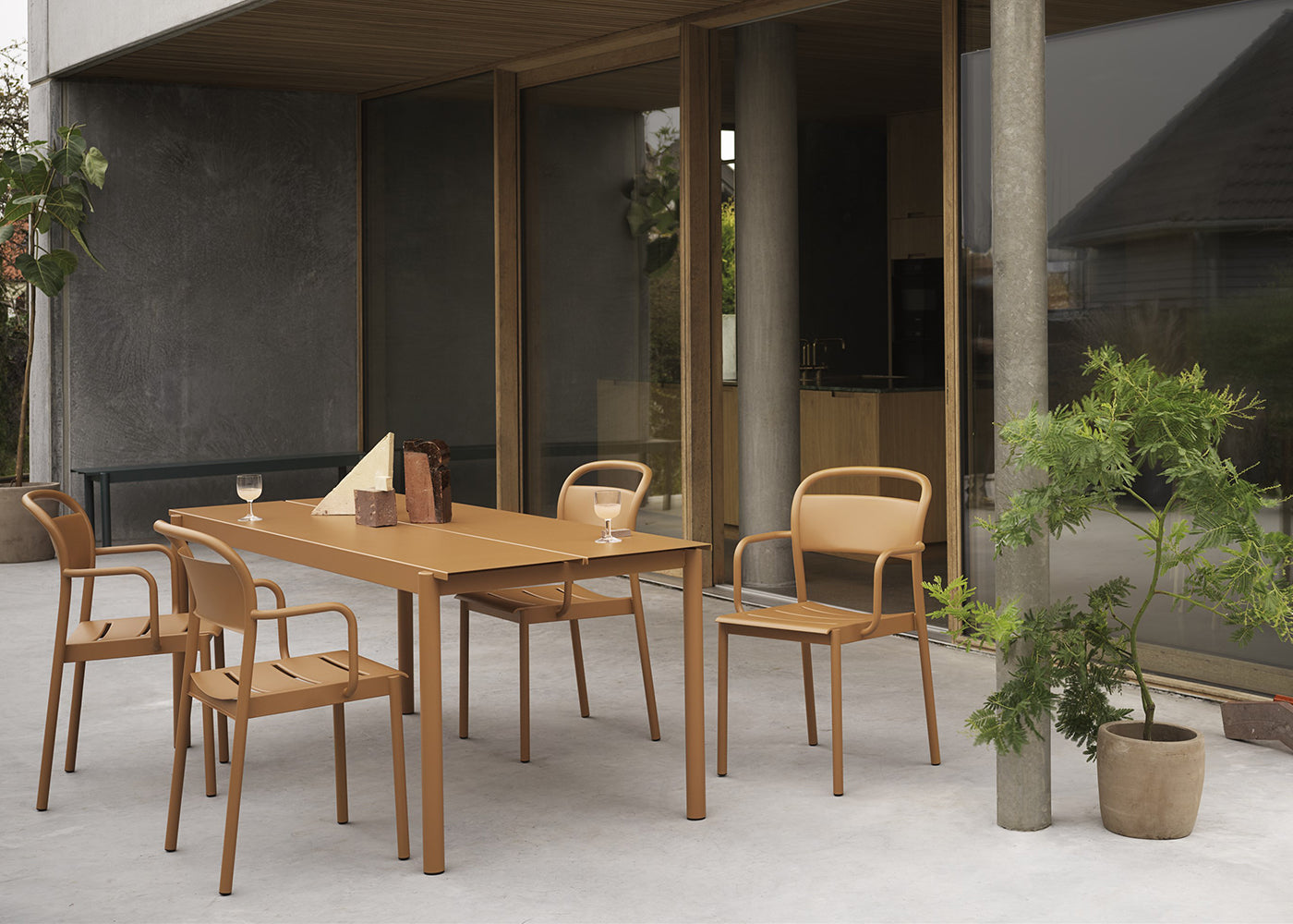 Linear Outdoor Steel Lounge Armchair