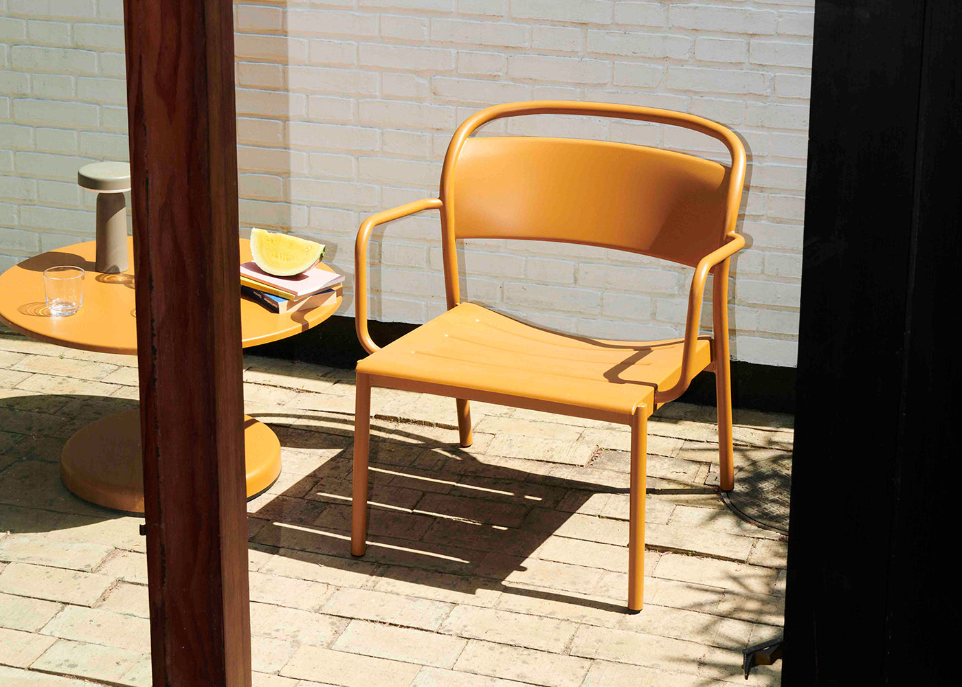 Linear Outdoor Steel Lounge Armchair