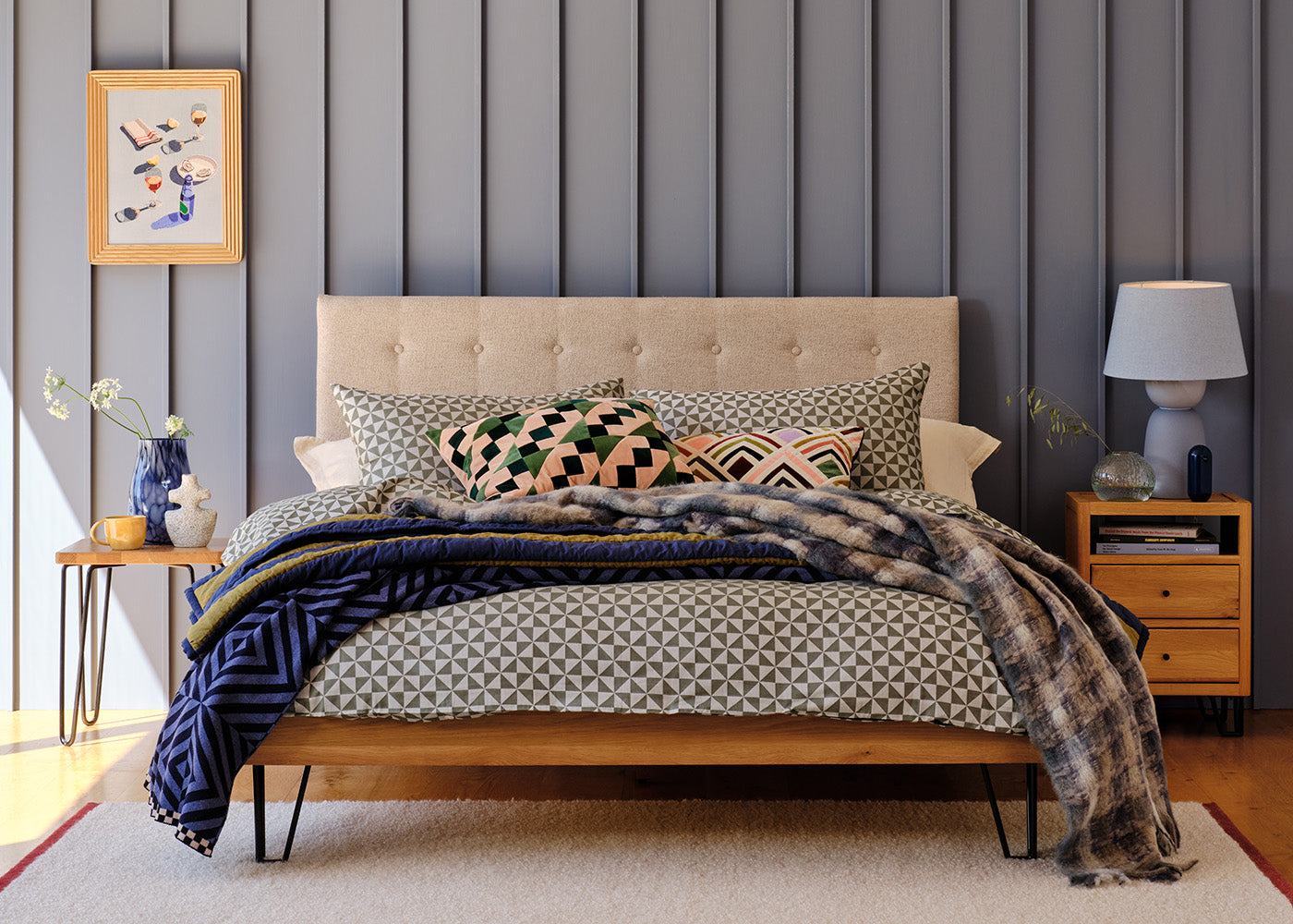 Stripe Quilt Navy and Olive