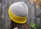 Ribbed Two Colour Lambswool Beanie Hat