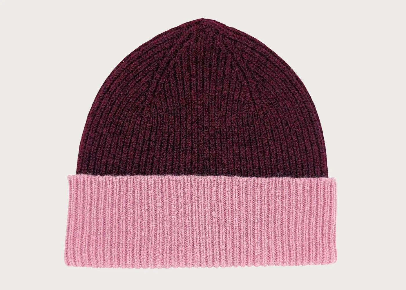 Ribbed Two Colour Lambswool Beanie Hat