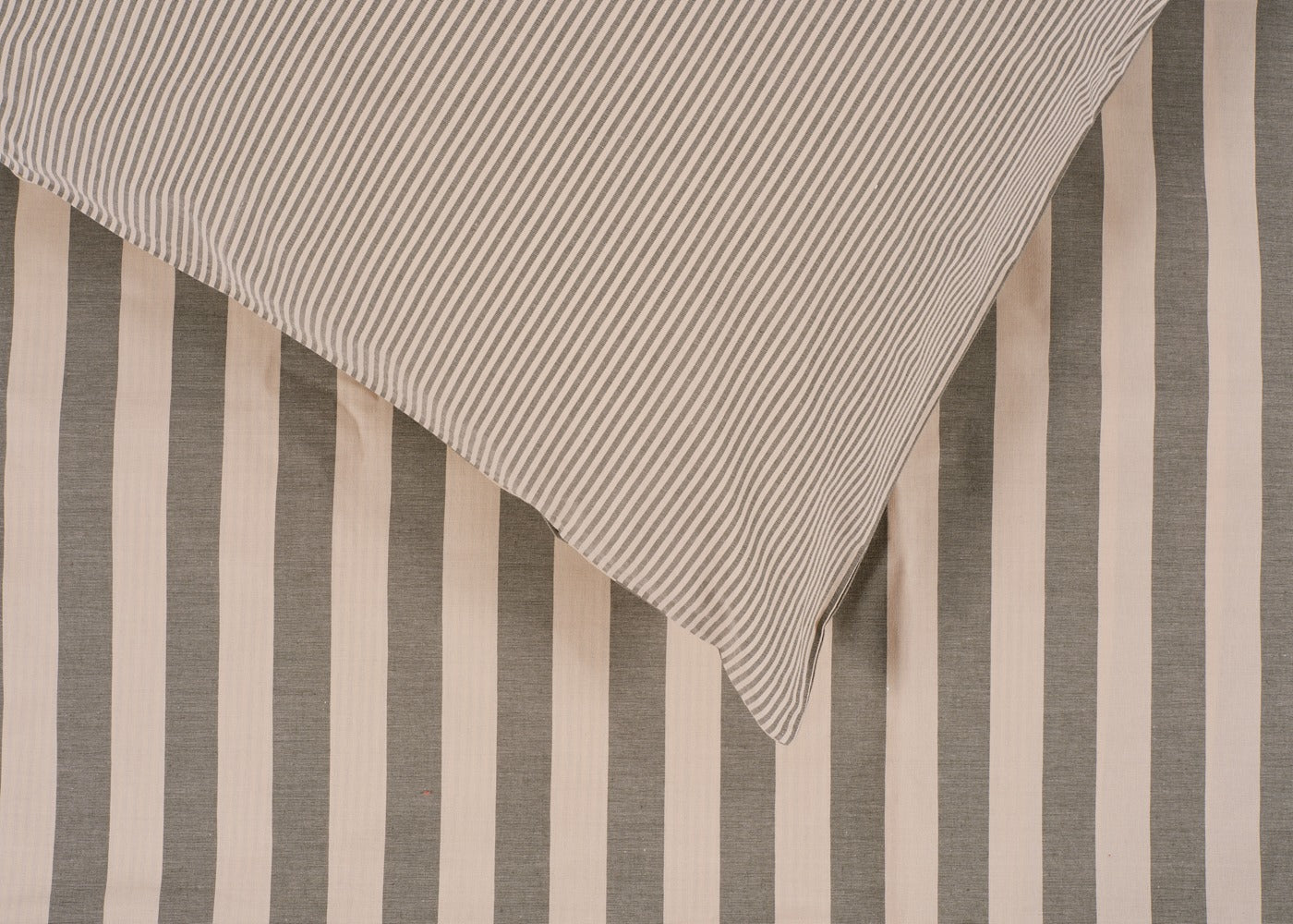 Cotton Stripe Green & Natural Bed Linen Set