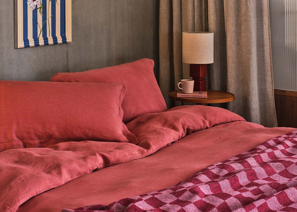 Washed Linen Terracotta Fitted Sheet