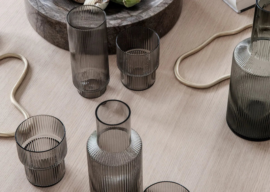 Ripple Smoked Grey Tumbler Glass Set of 4