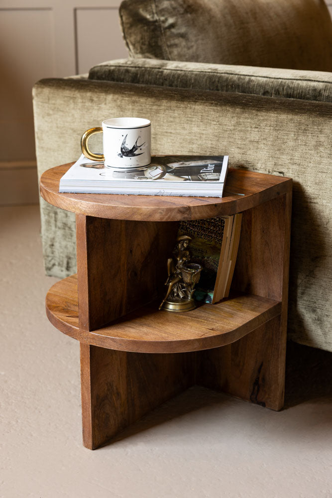 Dark Wood Shelf Side Table